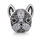 Boston Terrier Frenchie Dog Charm European Bead Cz Sterling Silver Ginger Lyn.