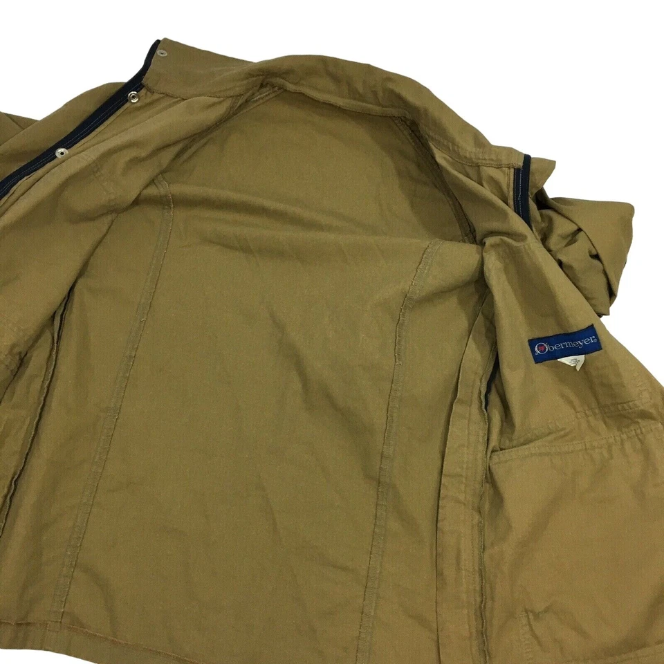 Vintage 60's Obermeyer Men Brown Canvas Blue Nylon SAFARI Style Parka Coat RETRO - Image 3 of 4