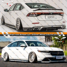 FOR 23-25 HONDA ACCORD YOFER FRONT BUMPER LIP + REAR DIFFUSER - PEARL WHITE TRIM