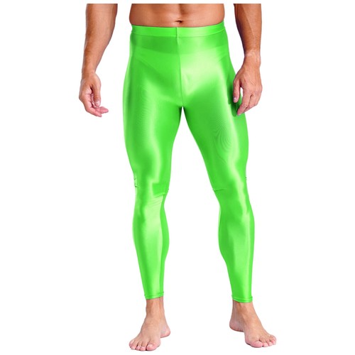 Herren Glanz Yogahose High Waist Shiny Öl Kompression Gym Trainingshose - Bild 60 von 68