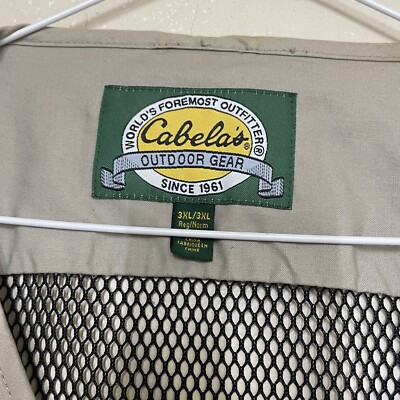 Cabela's Gilet Tan Homme Tan 3XL Poches Zips Pêche Extérieur