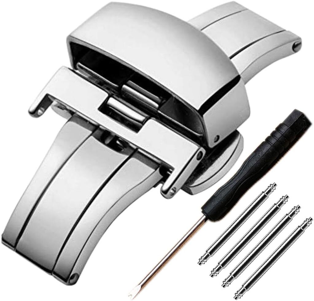 Watch Band Deployment Clasp, 18mm Deployant Butterfly Watch Buckle Replacement f