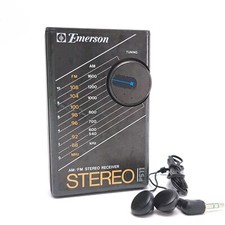 Vintage Emerson AM/FM Stereo Pocket Headphone Receiver Radio PS11 TESTED