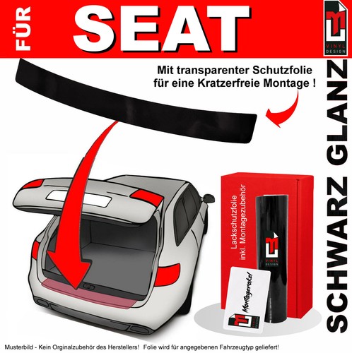 Folie Ladekantenschutz für Seat Leon 1P 2009-2012 Facelift Schwarz glanz - Bild 1 von 6