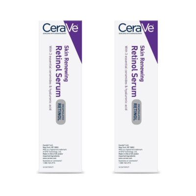 2x CeraVe Skin Renewing Retinol Serum 30mL Reduces fine lines and wrinkles=60mL