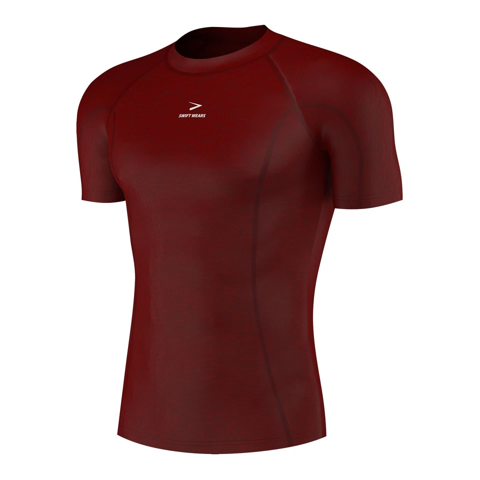 Mens Compression Shirt Armour Base Layer Top Short Sleeve Gym Sports Shirts - Image 3 of 4