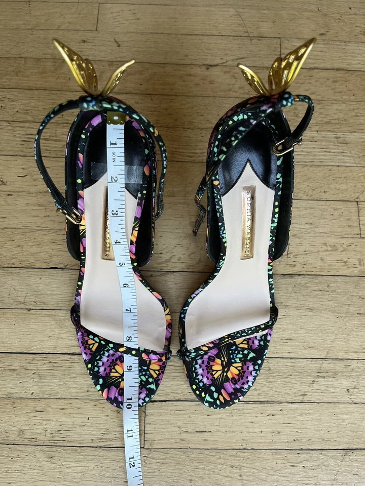 Sophia Webster 缎面装饰蝴蝶凉鞋黑色/多色 39 全新带盒 — 第 3/4 张图片