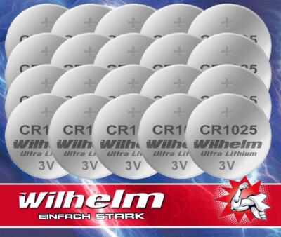 20 x CR1025 WILHELM Lithium Knopfzelle 3V 32 mAh ø10 x 2,5 mm Batterie DL1025