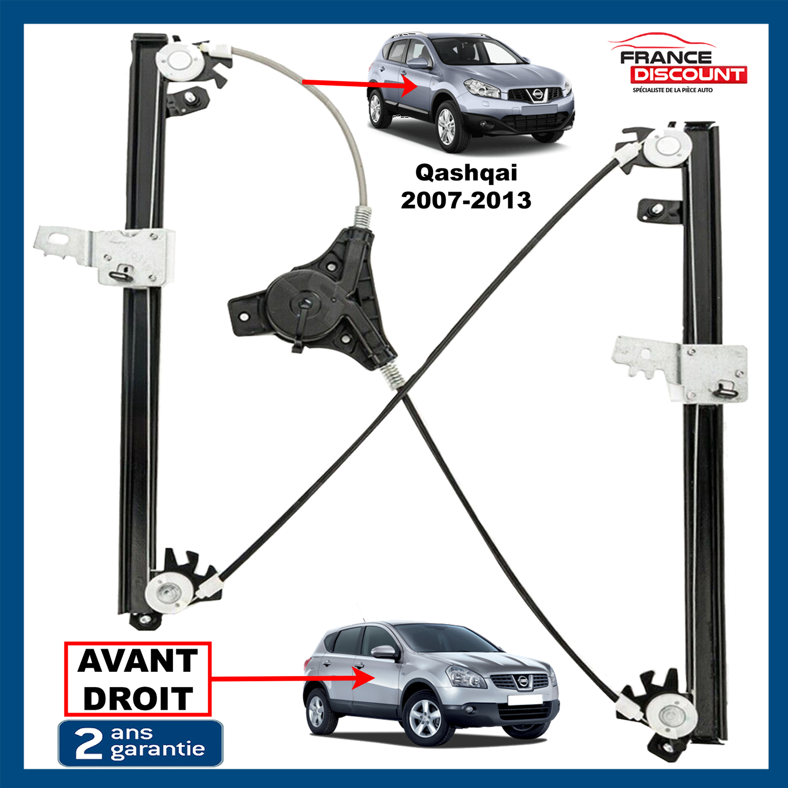 Lève-vitre avant droit pour Nissan Qashqai I mécanisme de remplacement électrique