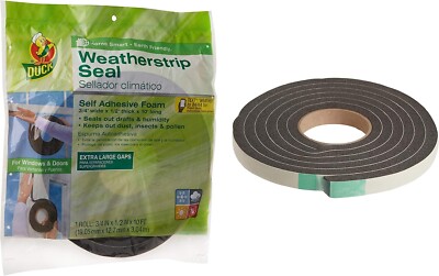 Duck # 287959 Foam Weatherstrip Seal -Extra Large Gaps, 3/4''x 1/2'' x 10ft, 1roll