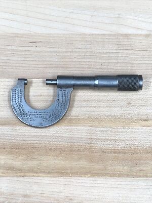 THE L.S. STARRETT CO. ATHOL MASS USA OUTSIDE MICROMETER 209-C 0-1'' VTG 
