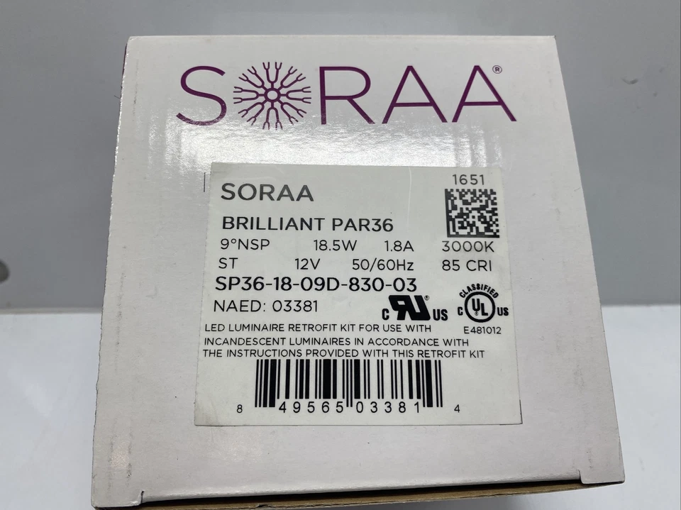 (A) SORAA SP36-18-09D-830-03 Brilliant PAR36 LED Dimmable 12V 3000K 50/60Hz ⭐️ - Image 2 of 3