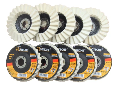 HOTECHE Lot of (10) Felt Wool Polishing Flap Disc Grinding wheel 4-1/2" x 7/8" 560462
