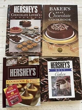 Hershey’s & Baker’s 4-Book Chocolate Cookbook Lot – Cakes, Desserts & More