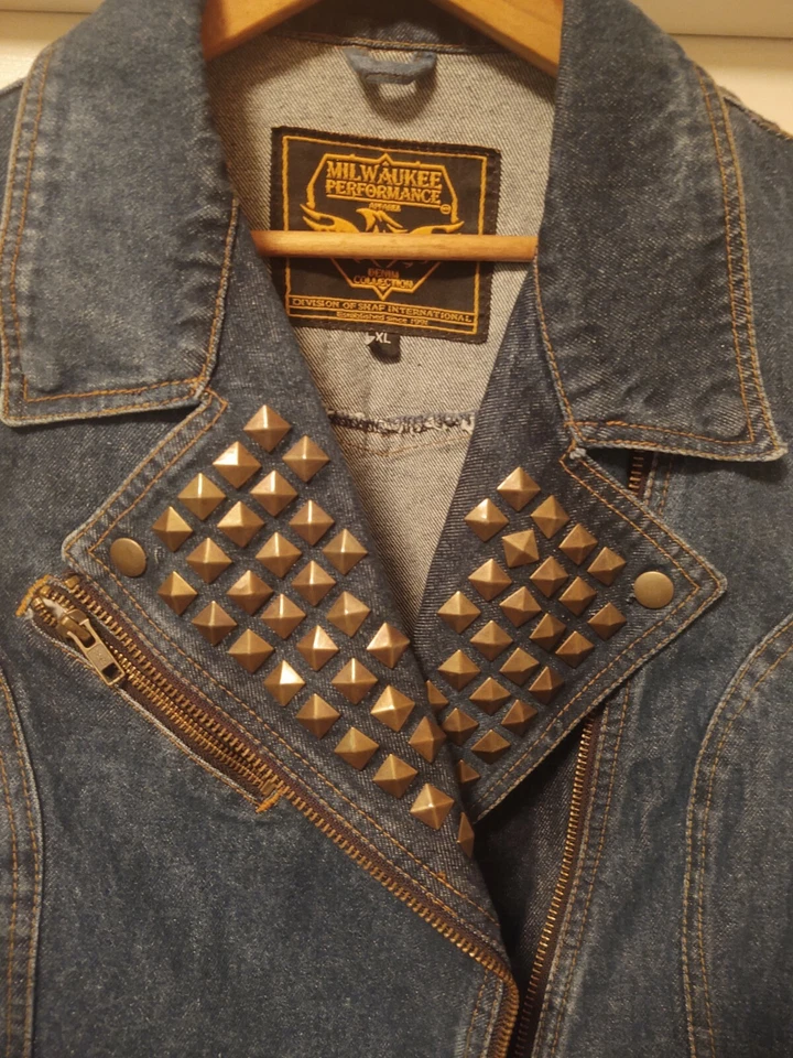Chaleco vaquero azul con tachuelas Milwaukee Performance Apparel para mujer talla XL Foto 2 de 4