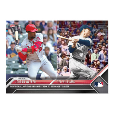 2023 TOPPS NOW #87 JORDAN WALKER & TED WILLIAMS TIES HIT STREAK TO BEGIN CAREER