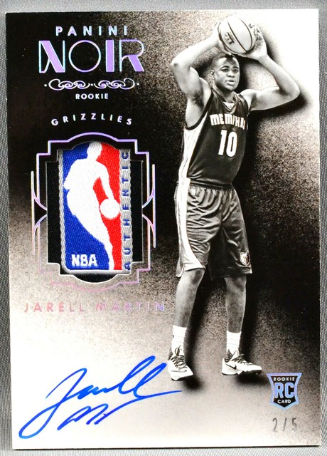 2015-16 Panini Noir Jarell Martin RC ROOKIE LOGOMAN JERSEY PATCH AUTO #2/5 #217