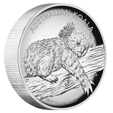 1 $ DOLLARO Koala High Relief Australia 1 oz Argento PP 2012
