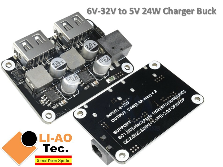 Dual 2 Double USB 24W Fast Charger Buck Module Input 6V-32V Support QC2.0 QC3.0