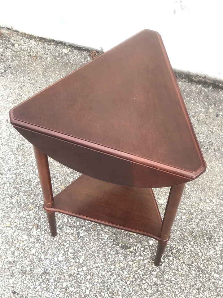 Vintage Bombay Company Triple Drop-Leaf Wooden Table Triangle or Round Display - Image 3 of 4