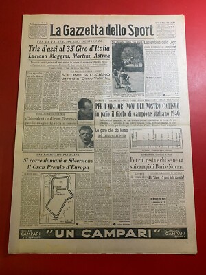 Gazzetta Dello Sport – 13 Mai 1950 – Varese – Cyclisme Maggini – Astrua