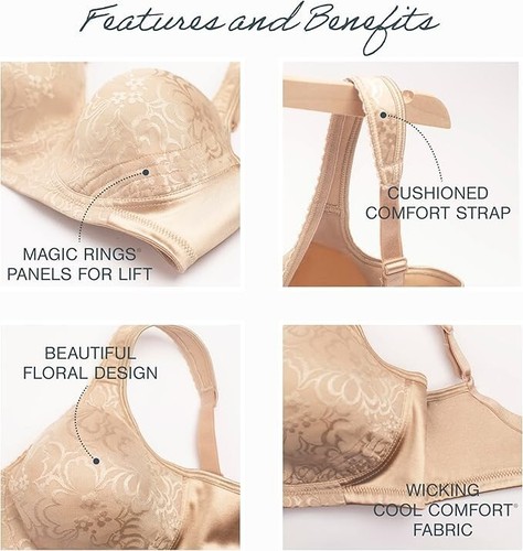 Playtex 18 Hour Bra Wirefree Ultimate Lift True Support Womens 4745 Black 40G - 第 4/5 張圖片