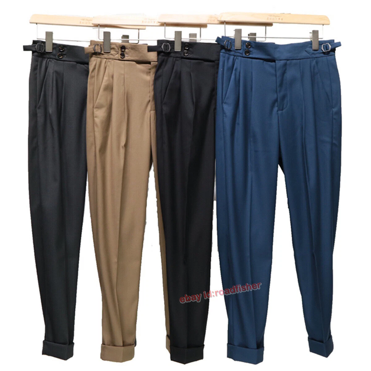 Italian Gurkha Pants Men s Paris Button Naples Pants Straight