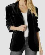 NWT NORMA KAMALI BLACK SINGLE BREASTED VELVET JACKET BLAZER SIZE S/36
