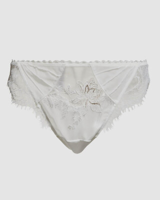 $141 Lise Charmel Women's White Embroidery Orchidee Beaute Thong Panties Size XS