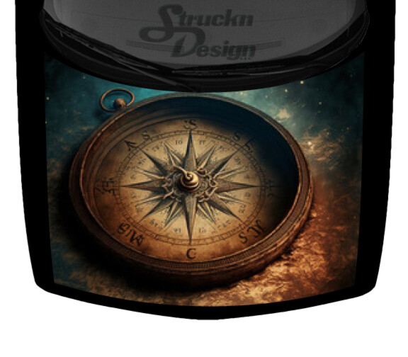 Rusted Pocket Compass Old Vintage Dust Hood Wrap Vinyl Graphic Decal 58 ...