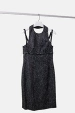 Versace Black and White Wool Halter Midi Dress, OS
