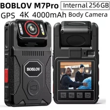 BOBLOV M7Pro 4K GPS Police Body Camera Internal 256GB 4000mAh 14 Hrs Video Audio