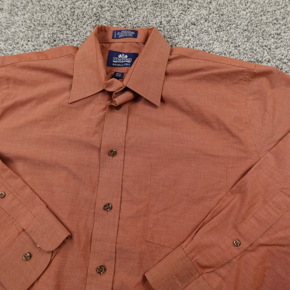 Camisa Stafford Para Hombre 16.5 32/33 L Naranja Manga Larga Abotonada Vestido Sin Arrugas Foto 2 de 4