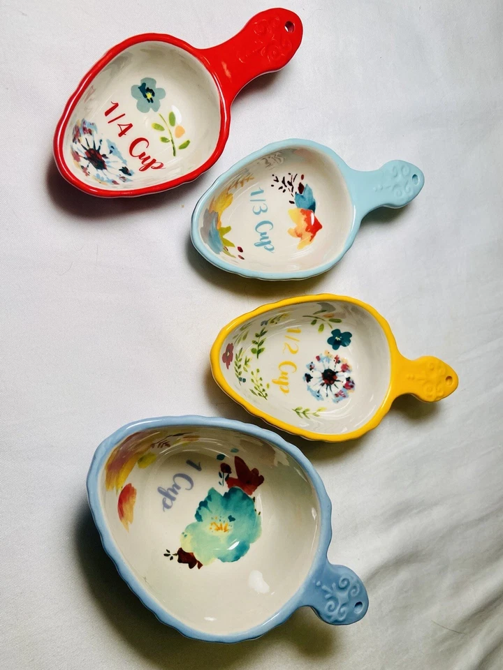 Набор из 4 мерных чашек The Pioneer Woman Willow из керамики штабелируемый черпак - Изображение 4 из 4