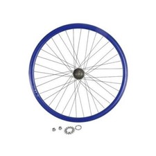 Roue velo fixie 700 bleu ar axe plein moyeu noir flip/flop 36 t.