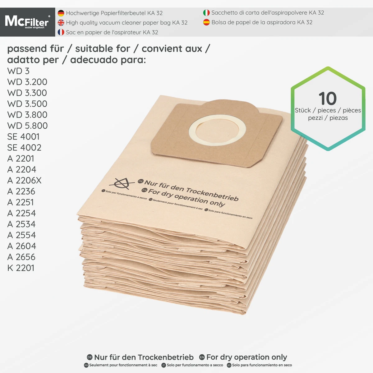 McFilter | 10 sacchetti per aspirapolvere 25l | compatibile per TUTTI gli aspirapolvere a umido Einhell da 25 litri | sacchetto raccogli sporco adatto | Leroy Merlin