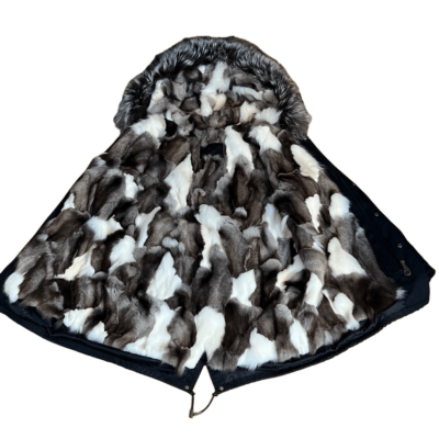 NWOT Ozlana Black+Classic Silver Fox Fur Parka | eBay