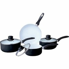 7Pc Non Stick Saucepan Frying Pan Pot Set Ceramic Coated Cooking Cookware Black