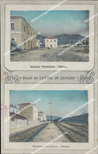 bo783 cartolina castel di sangro stazione ferroviaria provincia di l'aquila 1932