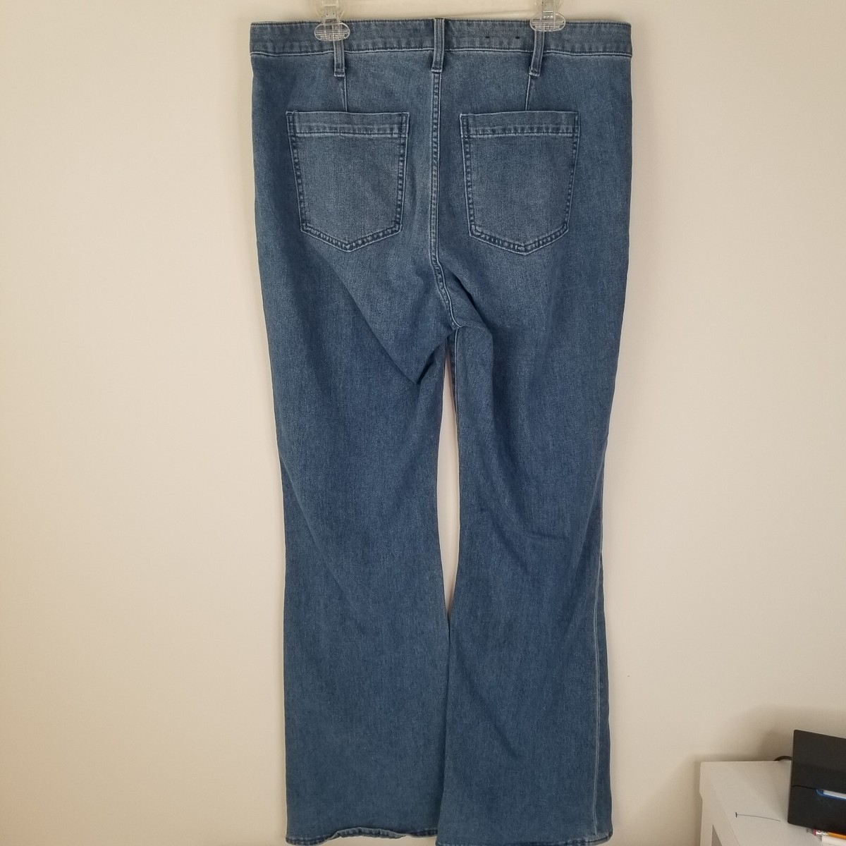 GAP High Rise Flare Denim Jeans Dark Garda Size 18/34 Long 33 Inch