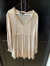 Lulu’s Beige Tie Neck Babydoll Dress Size Medium