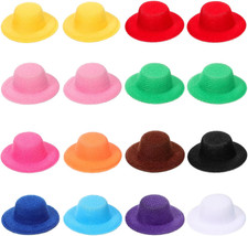 16 Pieces Mini Hats for Crafts 12 Colors Doll Miniature Mini Formal Craft Small