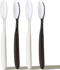 Large Long Head Toothbrush, 4-Pack, Upgraded Hard  Firm Charcoal Bristles