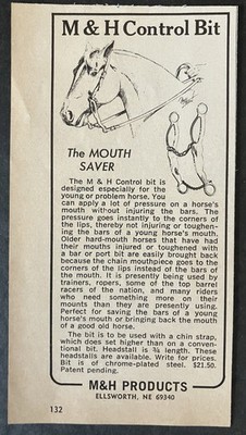 1973 M&H Control Bit The Mouth Saver Horse Ellsworth Nebraska Vintage Print Ad