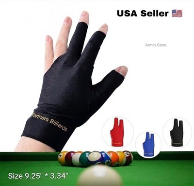 Spandex Snooker Billiard Cue Glove Pool Left Hand Open Three Finger Accessory