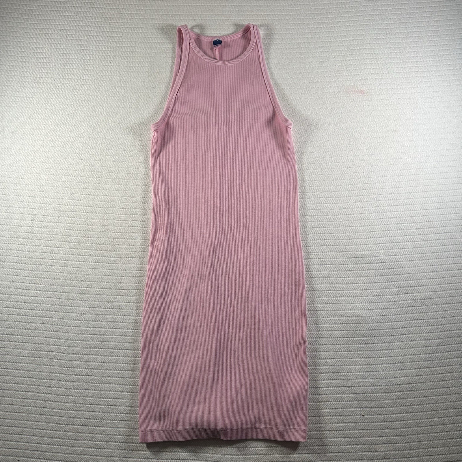 Old Navy Women’s Light Pink Ribbed Tank Midi Dress Size Medium Sleeveless