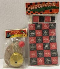 Lot Of 2 Vintage Dime Store Toys Ping Pong Set  Checkers With Board NOS