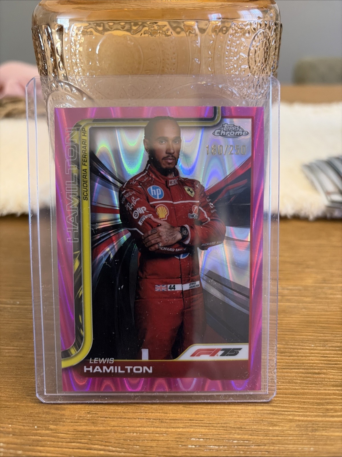 2025 Topps Chrome Formula 1 F1 Lewis Hamilton Portrait Card #4 Pink Raywave /250