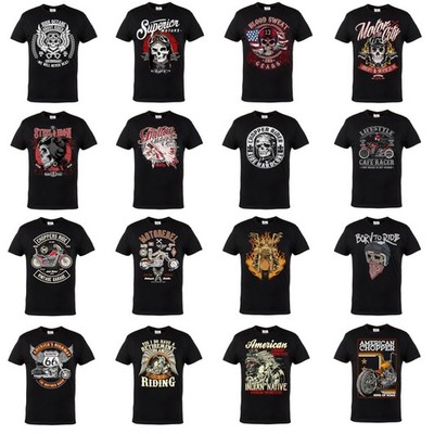 Biker T-Shirt Herren Motorrad Skull Vintage Geschenk Chopper Rider Tee