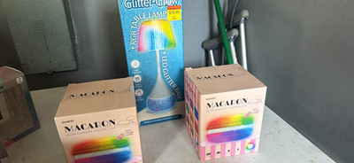 InnoVibe Glitter-Glow RGB LED Table Lamp Glitter Base Touch Control USB all 3